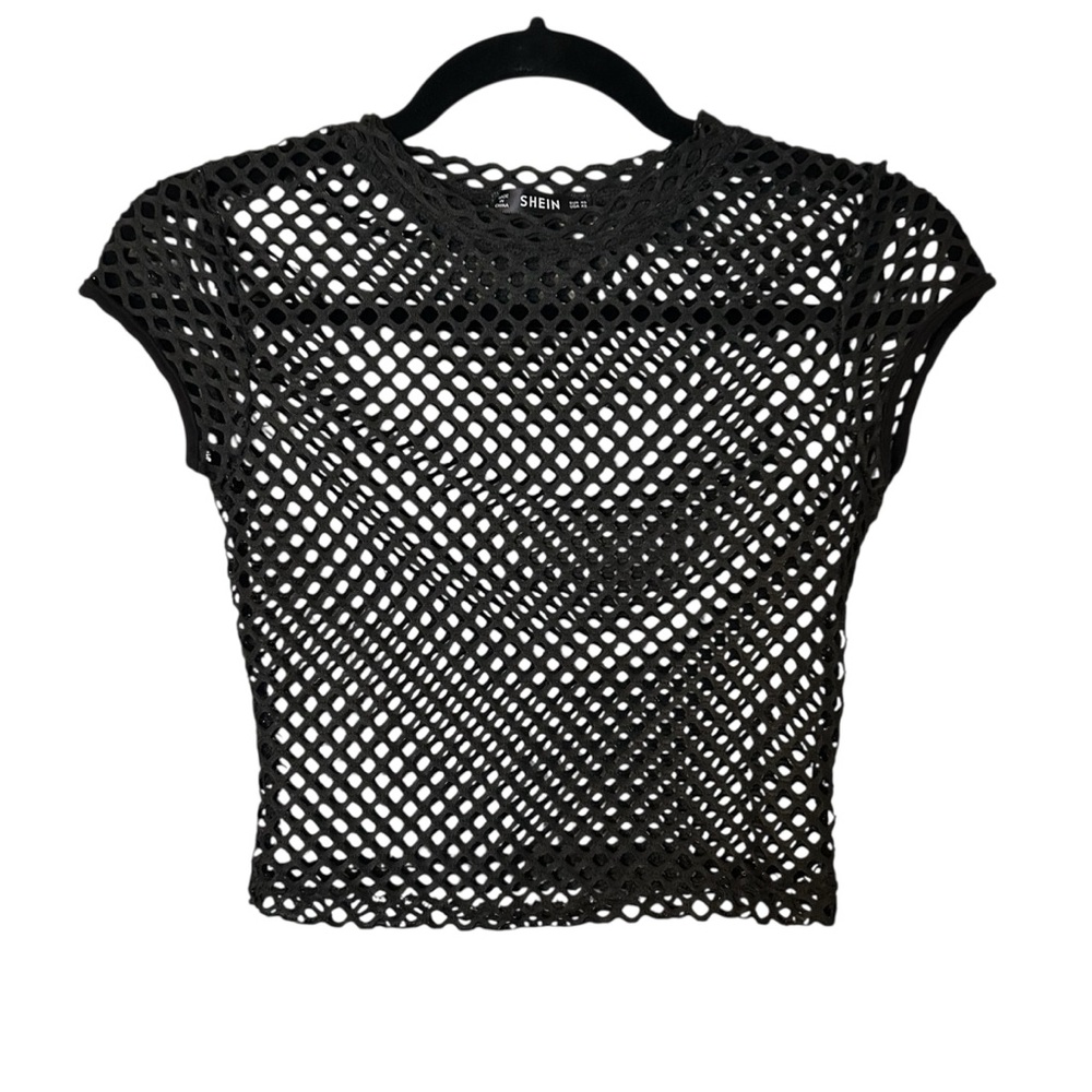 SHEIN Black Mesh Crop Top Women’s Size Extra Small